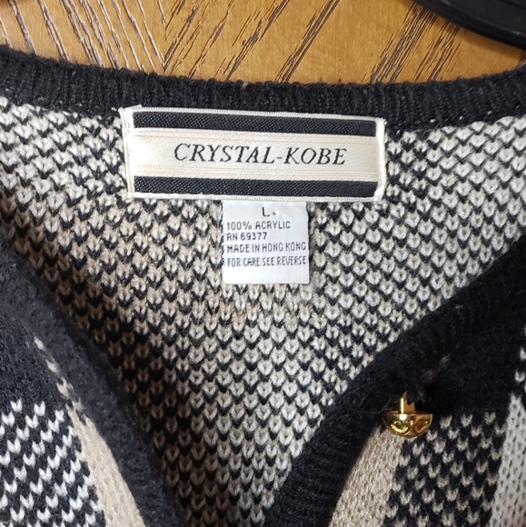 Vintage Crystal Kobe Black and Tan Plaid Sweater - Picture 3 of 4